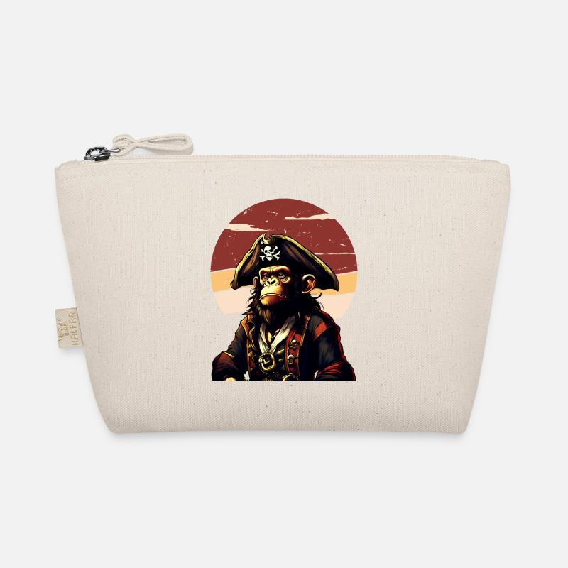 Captain Comic Monkey Pirate Caribbean - Organic Pouch - nature