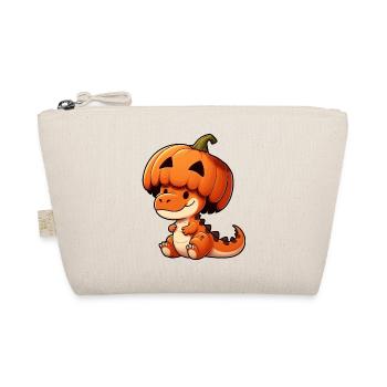 Halloween Dino Trex Dinosaur Pumpkin Hat Whimsical - Organic Pouch - nature - Front