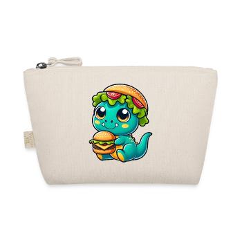 Whimsical dinosaur T-Rex with pumpkin hat - Organic Pouch - nature - Front