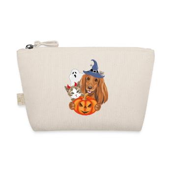 Funny cat and dog with Halloween fancy accessories - Organic Pouch - nature - Front