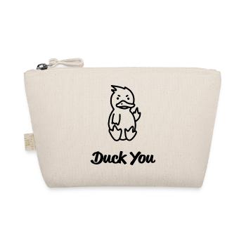 Duck You! | Ente mit Mittelfinger Schimpfwort - Bio-Täschchen - Natur - Vorne