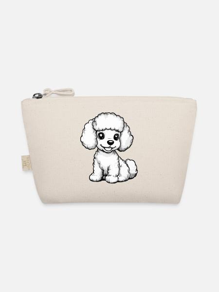 Poodle Hund Comic Niedlich - Bio-Täschchen - Natur - Vorne