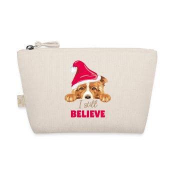 Chien Border Collie mignon en chapeau de Père Noël - Trousse biologique - nature - Devant
