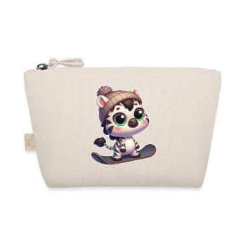 Cute Zebra Snowboard Cartoon Winter Sports - Organic Pouch - nature - Front