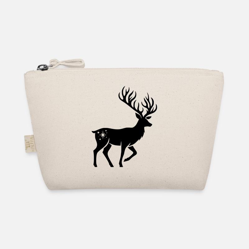 Hirsch Silhouette weihnachtlich - Bio-Täschchen - Natur