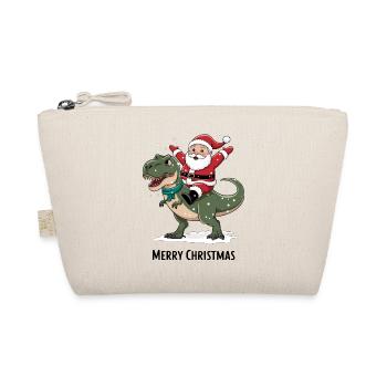 Dinosaur T-Rex Christmas Santa Claus - Organic Pouch - nature - Front