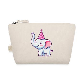 Mignon éléphant heureux avec chapeau de fête - Anniversaire - Trousse biologique - nature - Devant