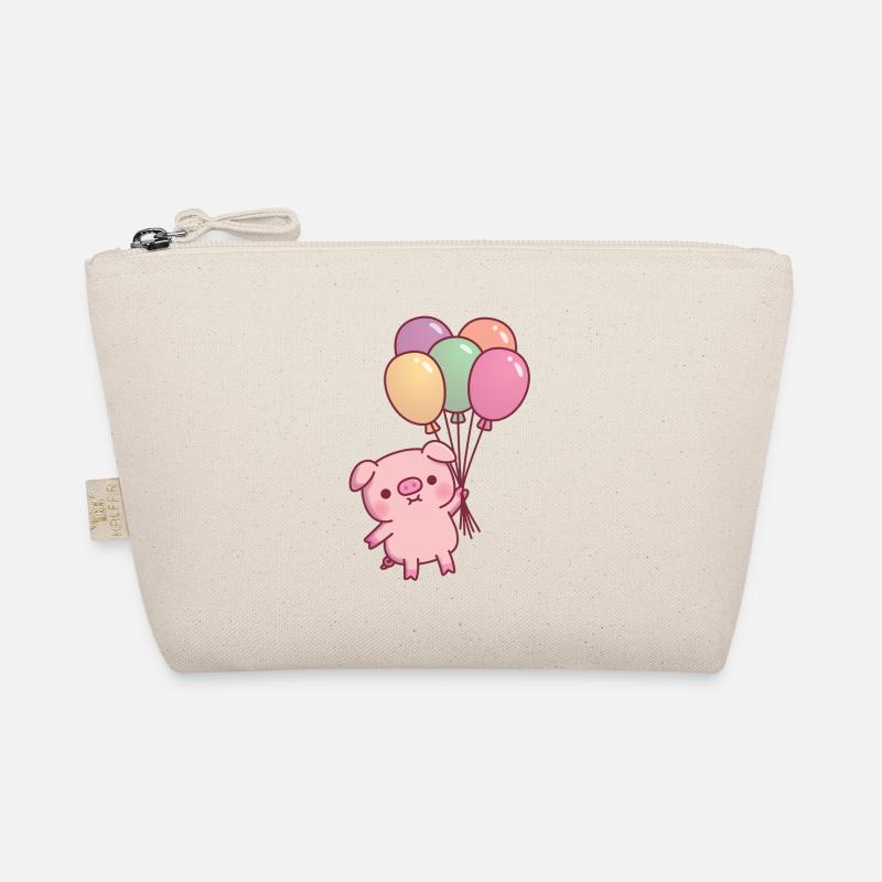 Cute Pig Flying With Balloons Organic Pouch