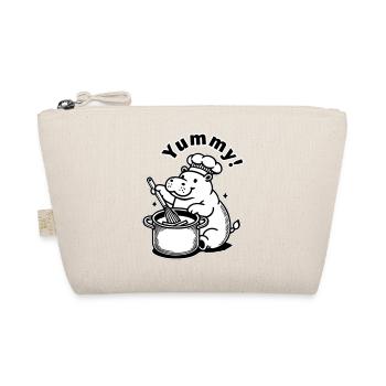 Cute Hippo cooking a meal - "Yummy!" Design - Organic Pouch - nature - Front