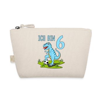 Dinosaur Rex Football 6 Birthday Blue - Organic Pouch - nature - Front