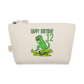 Dinosaur Rex Football 12 Happy Birthday Green - Organic Pouch - nature - Front