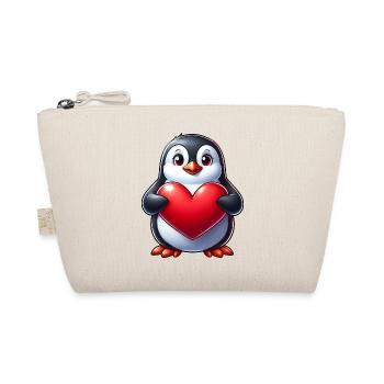 Pingouin amoureux Coeur Saint-Valentin - Trousse biologique - nature - Devant