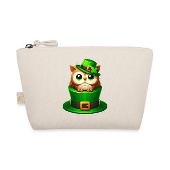 Süße St. Patrick's Day Eule mit Zylinder - Bio-Täschchen - Natur - Vorne