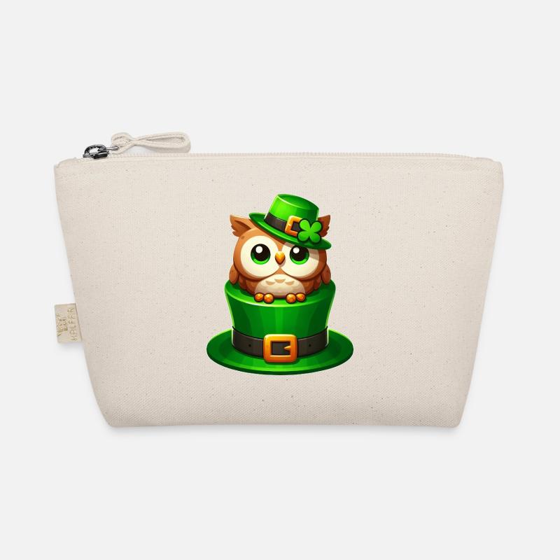 Süße St. Patrick's Day Eule mit Zylinder Bio-Täschchen