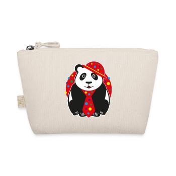 Panda mit lustigen Hut, Krawatte und Konfetti. - Bio-Täschchen - Natur - Vorne