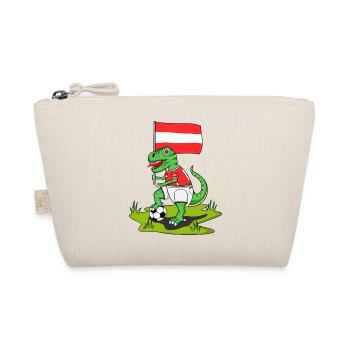 Österreich Flagge Dinosaurier Rex Fußball  - Bio-Täschchen - Natur - Vorne