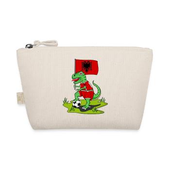 Albanien Flagge Dinosaurier Rex Fußball  - Bio-Täschchen - Natur - Vorne