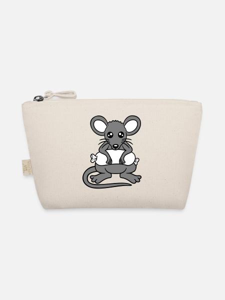Mouse big sausage eating hunger sausage grilling - Organic Pouch - nature - Front