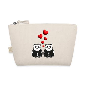 Panda Liebe mit vielen Herzen. - Bio-Täschchen - Natur - Vorne