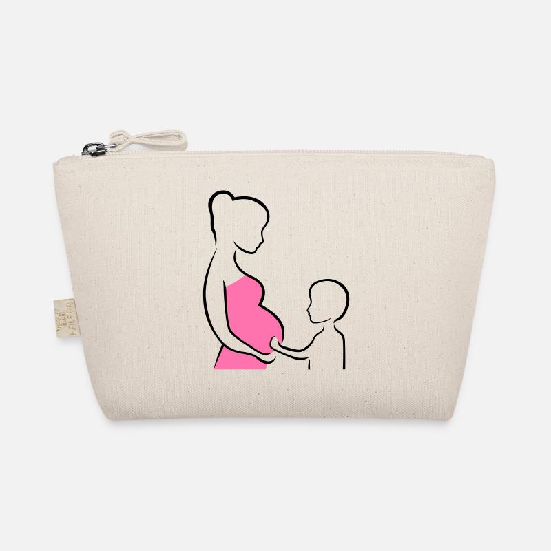 Schwangere mit Sohn Silhouette - Bio-Täschchen - Natur