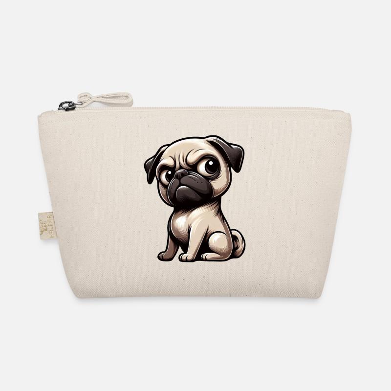 Cute cartoon pug skeptical look Organic Pouch