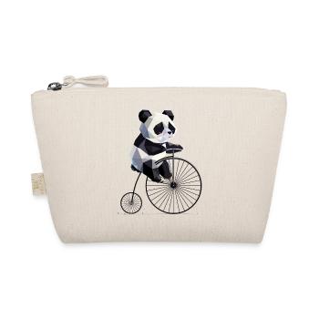 Panda on penny-farthing – retro meets animal love - Organic Pouch - nature - Front