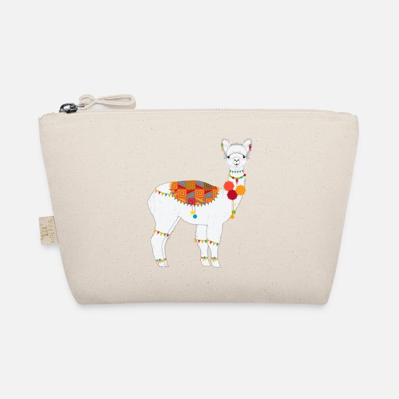 Traditionally Decorated Alpaca – Colorful Boho Motif Organic Pouch
