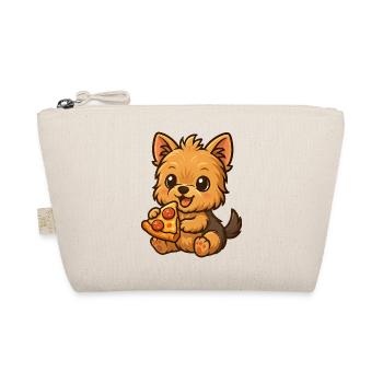 Süßer Yorkshire Terrier Pizza Cartoon - Bio-Täschchen - Natur - Vorne