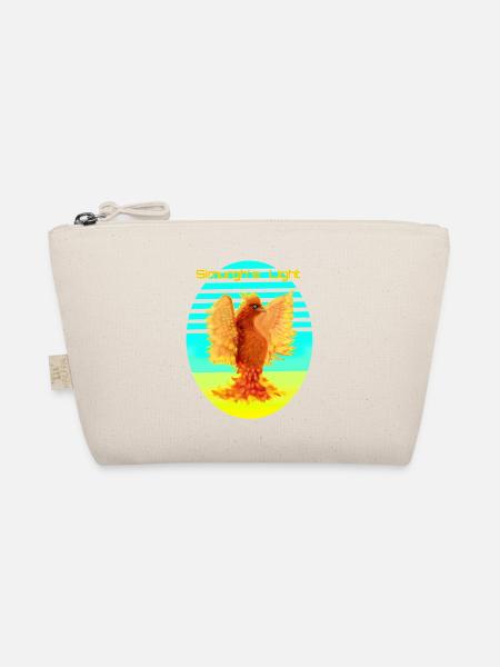 Glowing Orange Cyber Bird: Bird of Happines - Organic Pouch - nature - Front