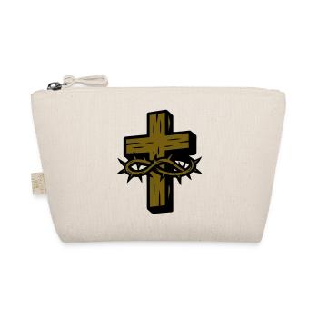 Cross Crown of Thorns Symbol - Organic Pouch - nature - Front