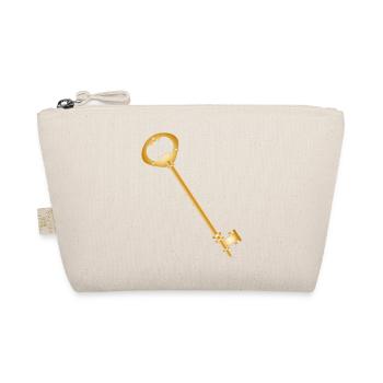 Antique Gold Tone Key Minimalist - Organic Pouch - nature - Front