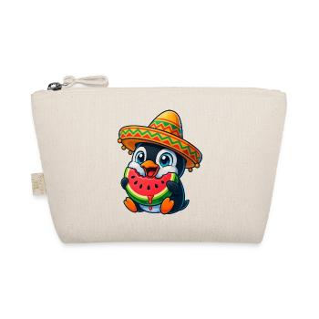 Happy Penguin with Melon Sombrero Summer Fun - Organic Pouch - nature - Front