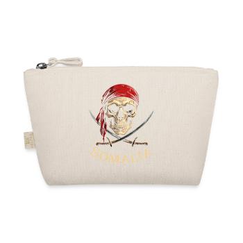 Red Pirate Skeleton Head - Organic Pouch - nature - Front