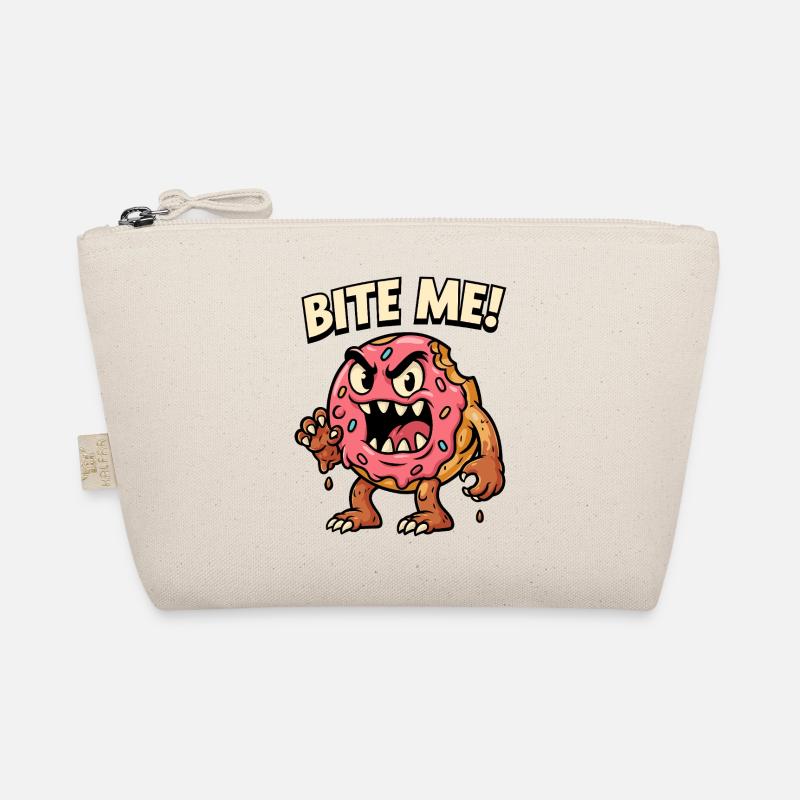 Bissiger Donut Monster Illustration - Bio-Täschchen - Natur
