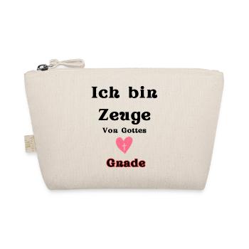 Heart with Cross and Grace Lettering - Organic Pouch - nature - Front