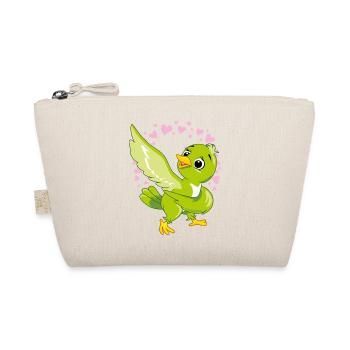 Cute happy green bird in a halo of hearts - Organic Pouch - nature - Front