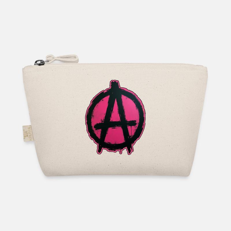 Pink Anarchy on Black Circle Organic Pouch