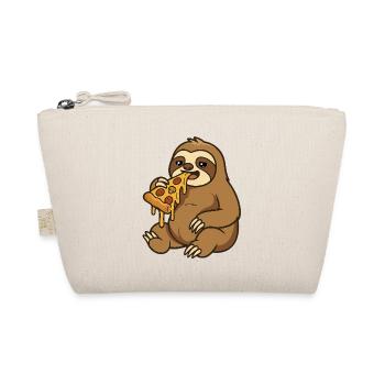 Sloth Eats Sloppy Pizza – Funny Cartoon Mot - Organic Pouch - nature - Front