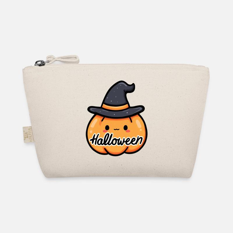 Kürbis, Halloween-Party, Süßigkeiten oder ein Zauberspruch Bio-Täschchen