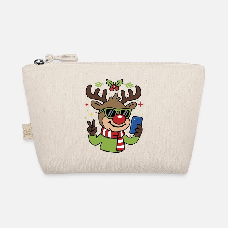 Christmas Selfie Reindeer with Glasses Organic Pouch