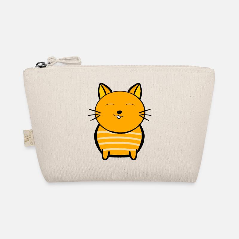 Fröhliche orange Katze mit Streifen - Bio-Täschchen - Natur