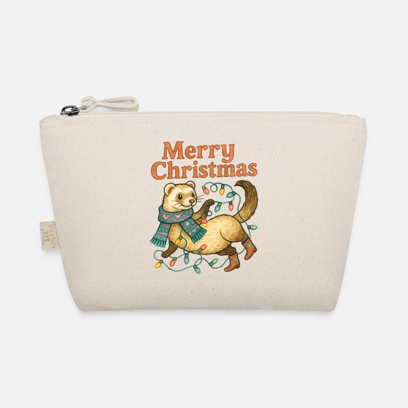 Frohes Frettchen mit Weihnachtsbeleuchtung Bio-Täschchen
