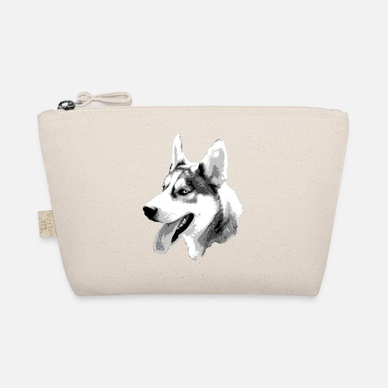 Husky Head Contrast Drawing Organic Pouch