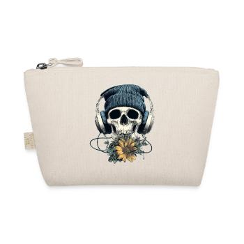 Skull with headphones and flowers - Organic Pouch - nature - Front