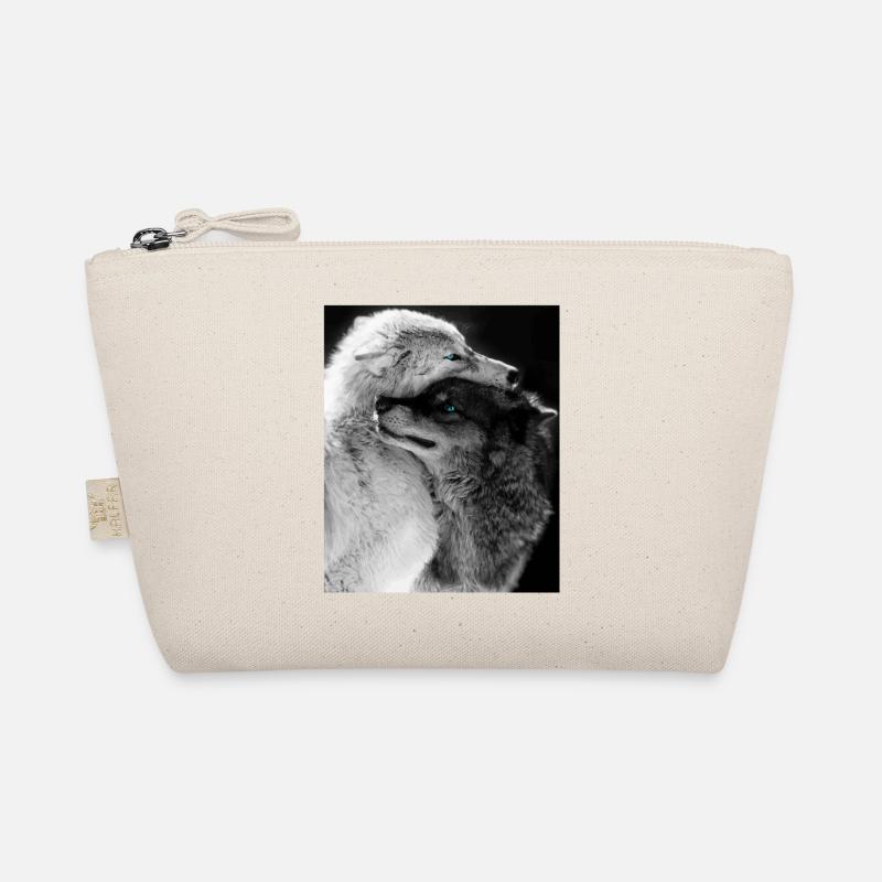 Two Wolves Hugging Blue Eyes Organic Pouch