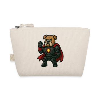 Armored Superhero Bulldog with Cape Cartoon - Organic Pouch - nature - Front