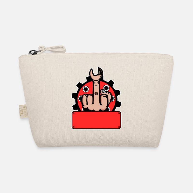 Middle Finger Fuck You Name Tag Red Organic Pouch