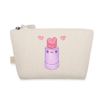 Kawaii  Heart Pink Lipstick  - Organic Pouch - nature - Front