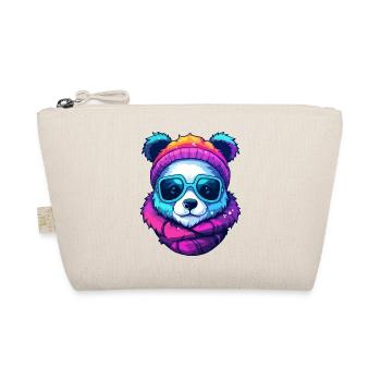 Neon Rainbow Bear Street Style Wearing Sunglasses - Organic Pouch - nature - Front