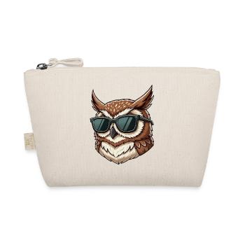 Funny owl tawny owl cartoon with sunglasses Por - Organic Pouch - nature - Front